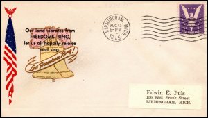 13 Aug 1945 WWII Patriotic Cover Our Land Vibrates From Freedoms Sherman 6009