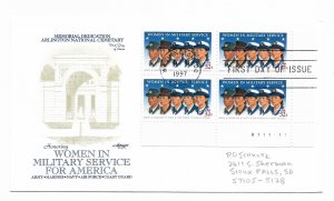 US 3174 32c Women in the Military pl # blk 4 on FDC Artmaster Cachet ECV $15.00