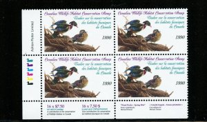 Canada #FWH6 (C881) Plate block of 4, Wildlife Habitat, MNH, VF, CV$85.00