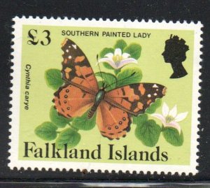 Falkland Islands Sc 401 1984 £3 Southern Painted Lady stamp mint NH