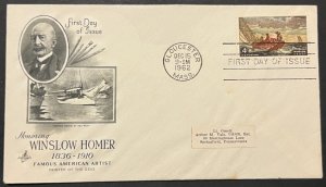 WINSLOW HOMER #1207 DEC 15 1962 GLOUCESTER MA FIRST DAY COVER (FDC) BX6