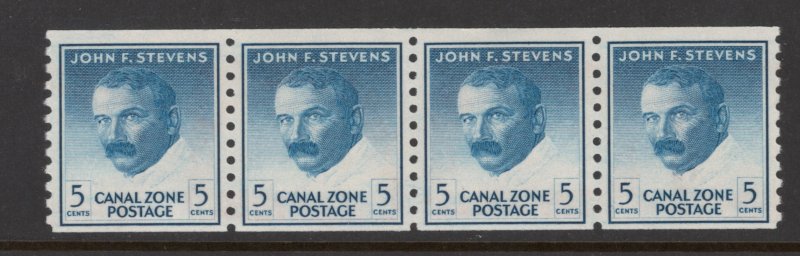 Canal Zone 1960 John Stevens 5c Scott # 155 MNH Strip of 4