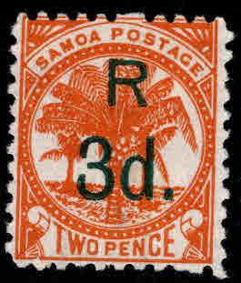 Samoa Scott 30 Green Surcharged MH* stamp