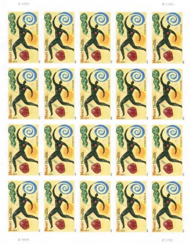 US SHEET SC #4625 Heart Health forever STAMPS NH