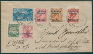 Penrhyn Island 1905 per favor local cover with 1902-03 issues