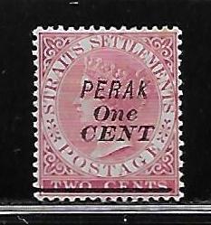 Malaya Perak 28 1c on 2c Victoria single MH