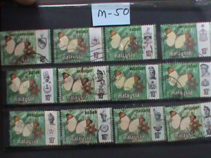 ​MALAYSIA-1971-VERY OLD LOVELY BUTTERFRIES USED 12 STAMPS-#M50-VERY FINE
