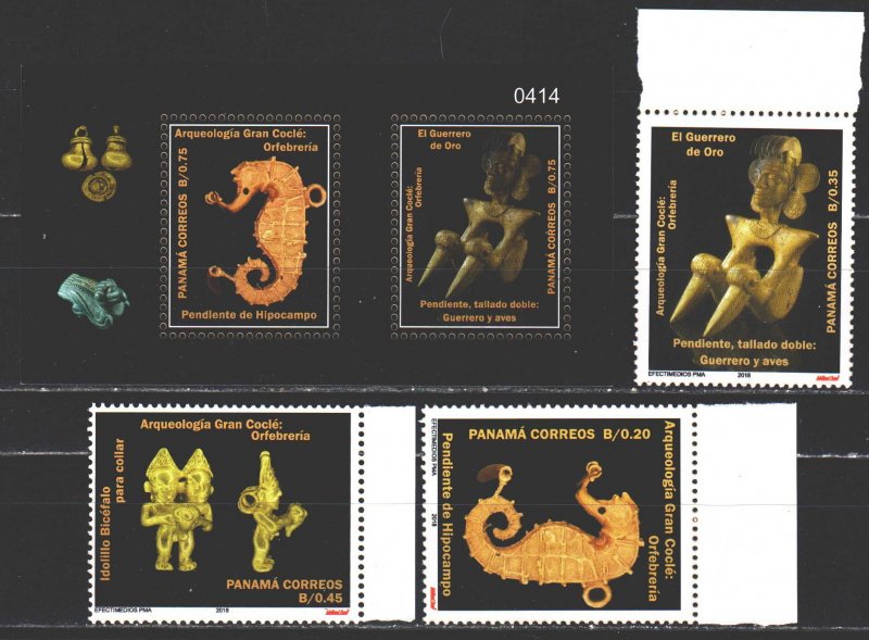 Panama. 2018. 1294-96,bl56. Museum artifacts, gold products. MNH.
