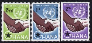 GHANA - 1958 - U N Day - Perf 3v Set  - Mint Never Hinged