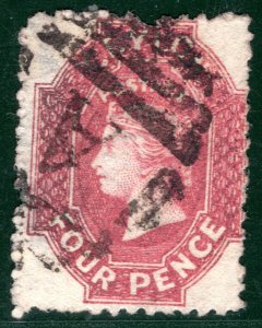 CEYLON QV PENCE ISSUE Classic Stamp SG.65b 4d Rose-Carmine Used Cat £24- SBB49