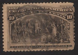 1893, US, 10c, Columbus Presenting Natives, Used, Sc 237, Cv 9$