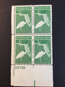 Scott # 952 Everglades National Park, MNH Plate Block of 4