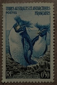 French Southern & Antarctic Territories #2 50c Rockhopper Penguins MNG (1956)