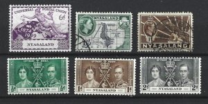 Nyasaland Protectorate Mint & Used Mini Lot 6 Different Stamps 2019 CV $2.75