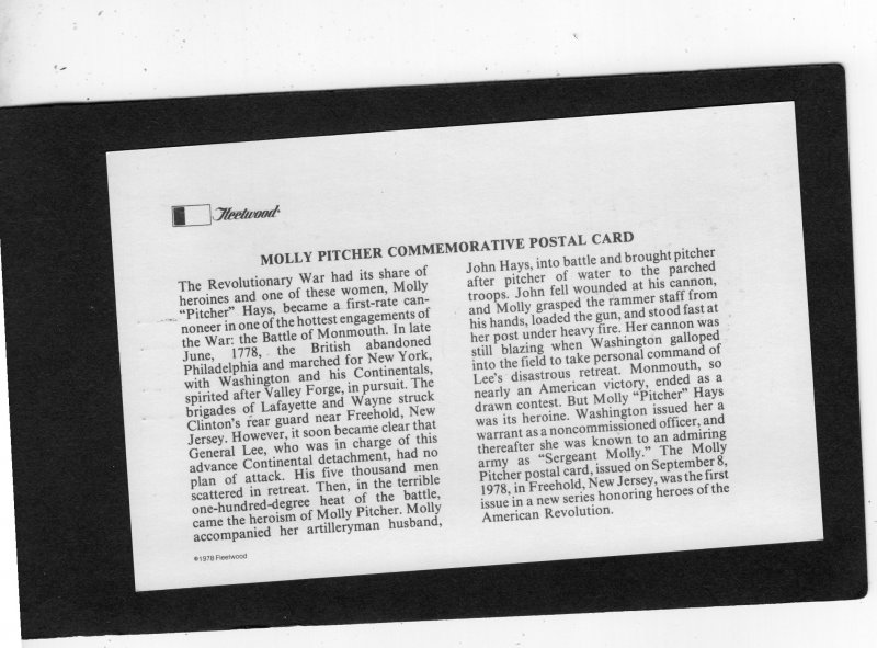 UX77 Molly Pitcher, FDC Fleetwood