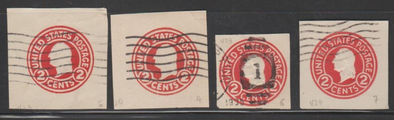 U.S. Scott #U429c-U429e Die 1/4/6/7/8/9 - Stamped Envelope - Used Set of 7 - IND