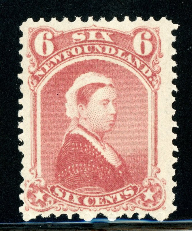 Canada 1870 Newfoundland 6¢ Widow Weeds QV Dull Rose Scott #35 Mint E57