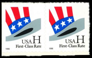 US Sc 3268b MNH PAIR - 1998 33¢ - H Stamp from Bklt - Die Cut 11