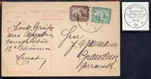 Egypt 1911 PPC (Statue of De Lesseps) bearing 1m & 2m...