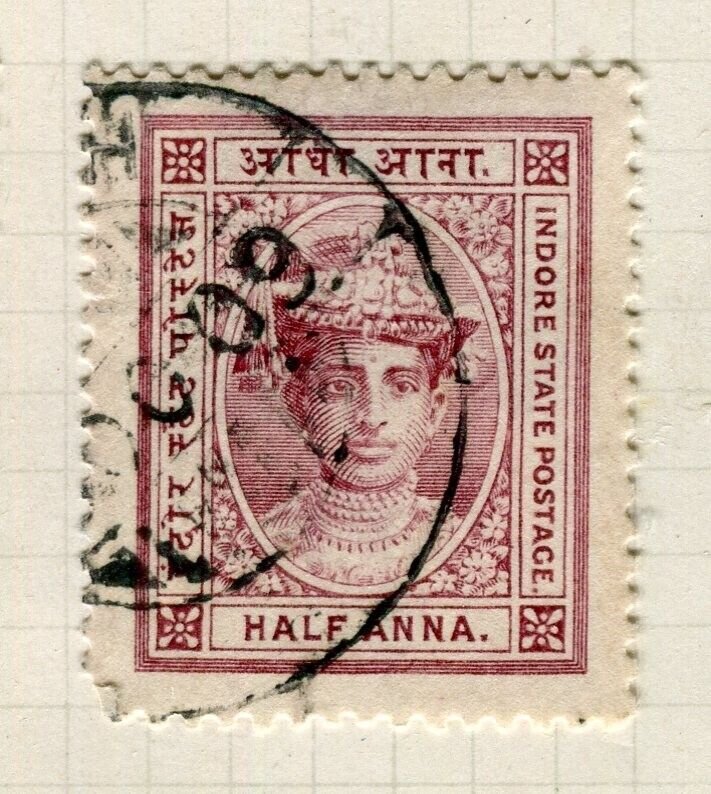 INDIA INDORE; 1904 early Holkar local issue fine used 1/2a. value