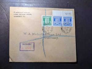 1944 Registered England British Channel Islands Cover Guernsey CI Local Use