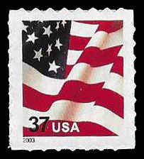 PCBstamps   US #3637 ATM Sgl 37c Flag, MNH, (50)