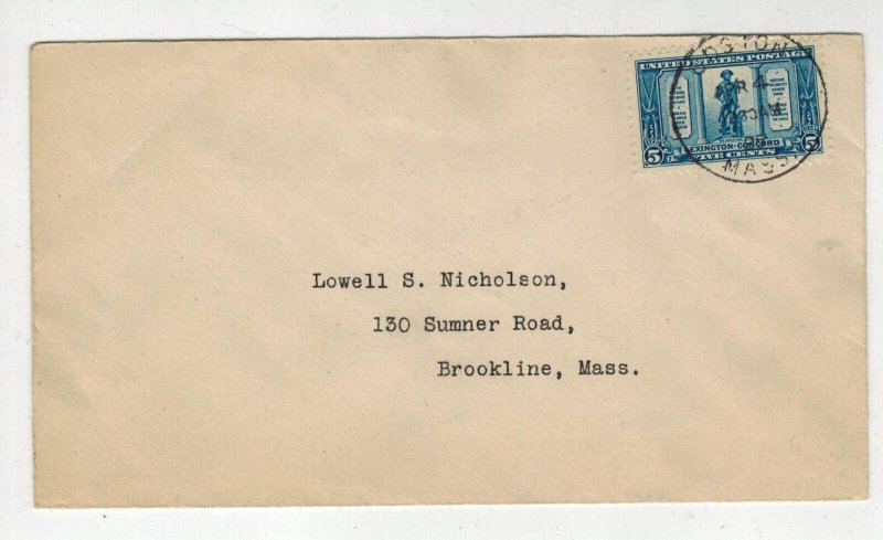 1925 LEXINGTON CONCORD FDC 617 BOSTON MASS SOTN BULLSEYE CANCEL !!