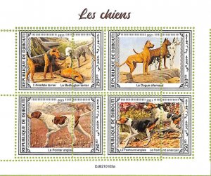 A7696 - DJIBOUTI- ERROR MISPERF Stamp Sheet - 2021 ANIMALS Hunting Dogs