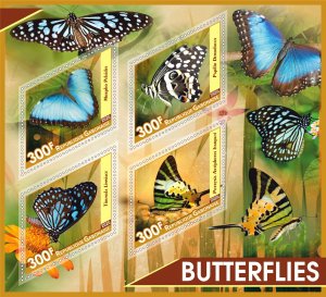 Stamps.Insects Butterflies 2020 year 1+1 sheets perforated Gabon