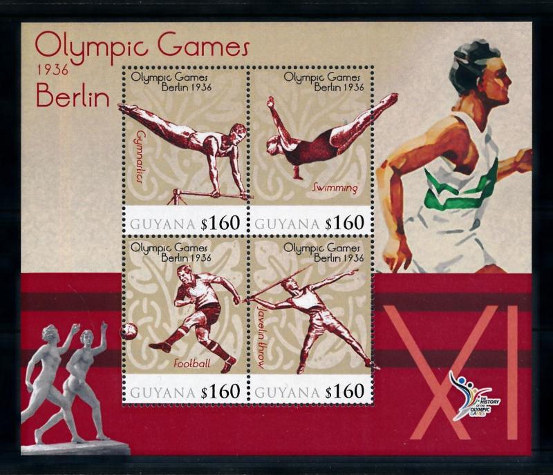 [78161] Guyana 2010 Olympic Games Berlin Gymnastics Football Sheet MNH