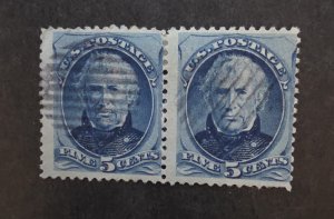 US Scott 185 Stamp Pair 1879 5c Taylor  Used off paper T19829