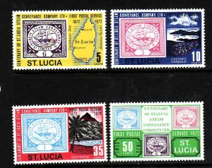 St Lucia-Sc#320-3-unused NH set-Maps-Stamp on Stamp-1972-