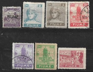 COLLECTION LOT OF 7 FIUME 1918+ STAMPS CV+ $29