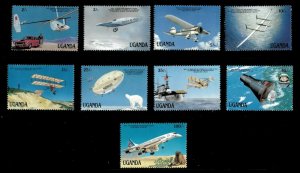 Uganda 1987 - MILESTONES IN TRANSPORTATION - Set of 9 (Scott #545-53) - MNH