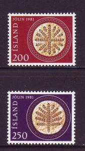 Iceland Sc 550-1 1981 Christmas stamp set mint NH