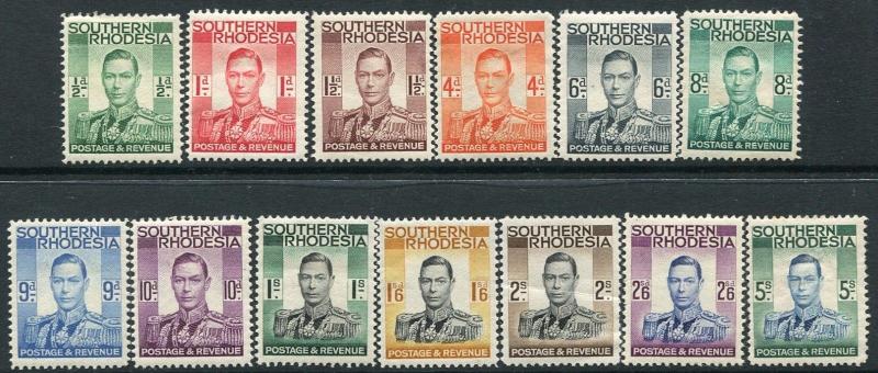 SOUTHERN RHODESIA-1937 Set to 5/-  Sg 40-52 AVERAGE MOUNTED MINT V20219