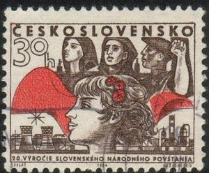 Czechoslovakia#1253 - Partisans, Girl & Factories - MH