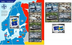 Lithuania 2024 Baltic NATO sea Sweden joins BeePost full stamps set and block