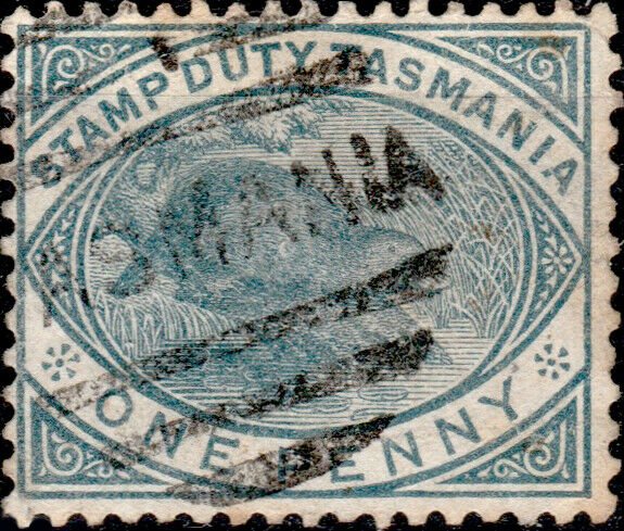 AUSTRALIA / TASMANIA - 1880 SG.F26 1d slate Postal-Fiscal used