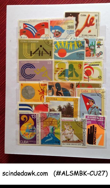 COLOURFUL COLLECTION OF CUBA STAMPS IN SMALL STOCK BOOK - 360 USED STAMPS