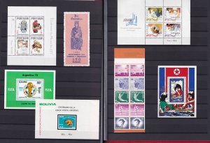 WORLDWIDE COLLECTION OF MINIATURE SHEETS IN STAMPS STOCK BOOK - 45 MIN/SHT MNH