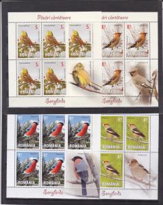 Romania stamps 2015 Birds finch Yellowhammer bullfinch Bohemian sheets MNH
