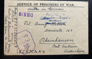 1946 Dehra Dun India POW Internment Camp Postcard Cover to Rheinhausen Germany