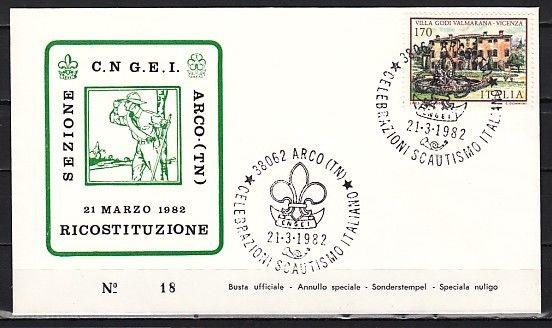 Italy, 21/MAR/82 issue. Italian Scout Anniversary cancel on a Cachet cover.