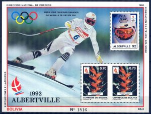 Bolivia 1990 Olympics Games Albertville 1992 Flowers Mi. Bl. 192 S/S MNH