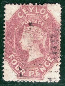 CEYLON QV PENCE ISSUE Classic SG.21 4d Dull Rose (1861) Used Cat £325+ SBB46