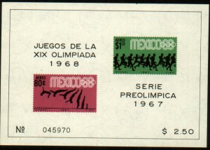 MEXICO C329a, Souvenir Sheet 3rd Pre-Olympic Set 1967. MINT, NH. VF.