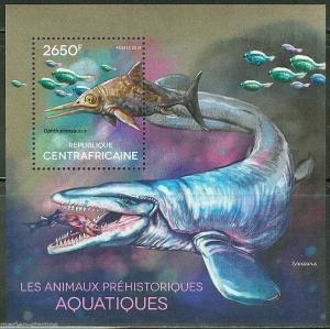 CENTRAL AFRICA  2014 PRE HISTORIC AQUATIC  ANIMALS   SOUVENIR SHEET  MINT NH