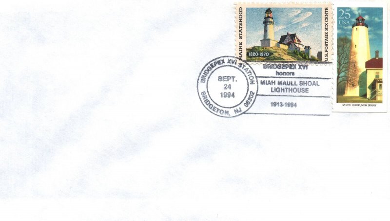 SPECIAL PICTORIAL POSTMARK CANCEL LIGHTHOUSE SERIES MIAH MAULL SHOAL 1994