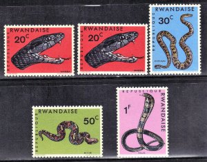 RWANDA SCOTT# 194-97 1967  MH  SNAKES SEE SCAN